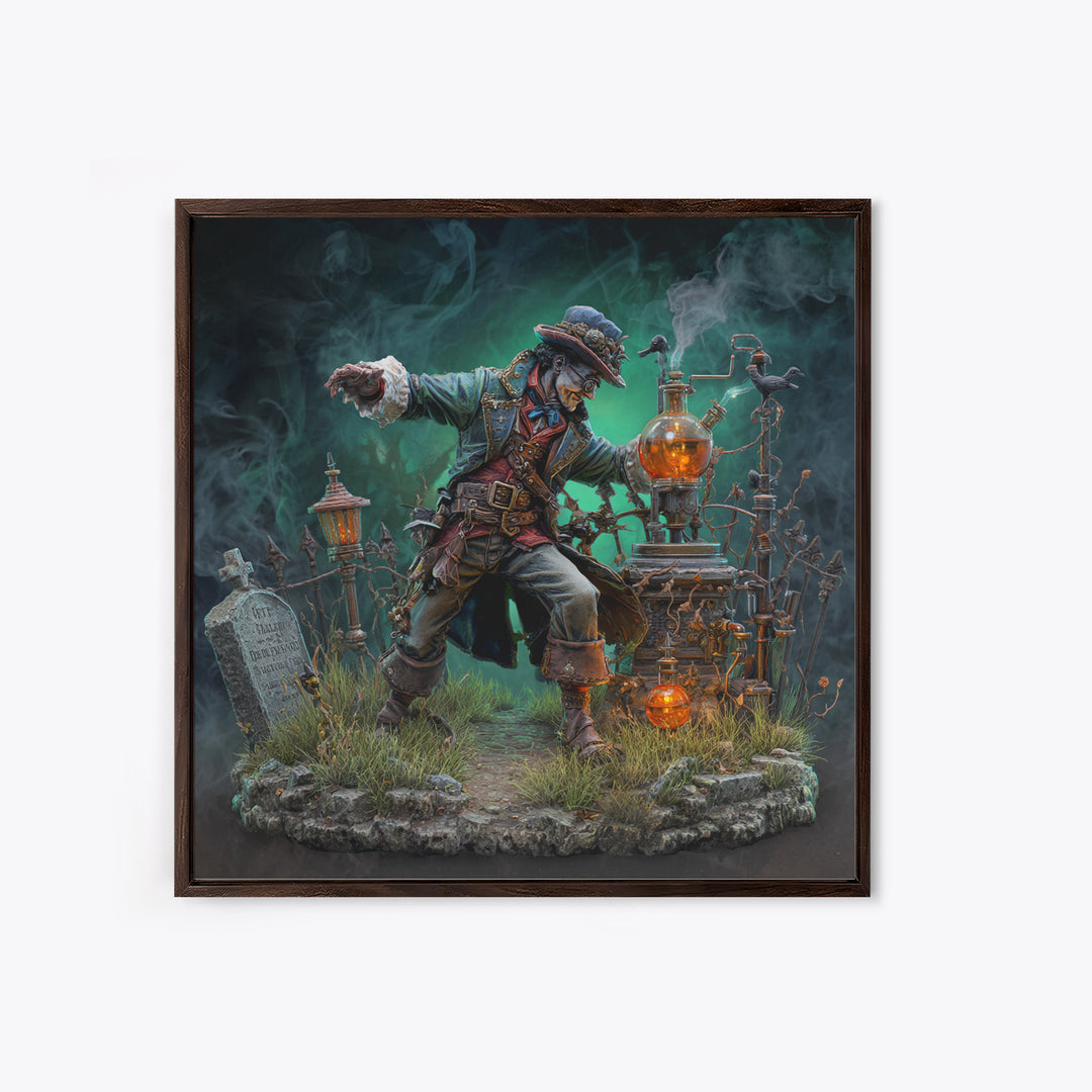The Mad Alchemist, Square Wall Art, Macabre Wall Art, Framed Canvas Print, Halloween Wall Decor, Gothic Home Decor, Dark Fantasy Art