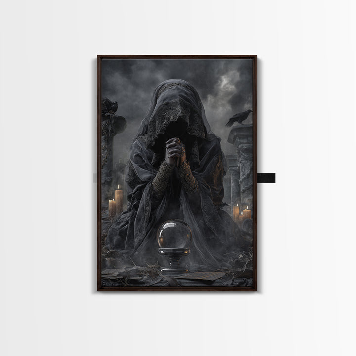 The Midnight Fortune Teller, Vertical Wall Art, Dark Halloween Decor, Canvas Print, Halloween Wall Decor, Gothic Home Decor