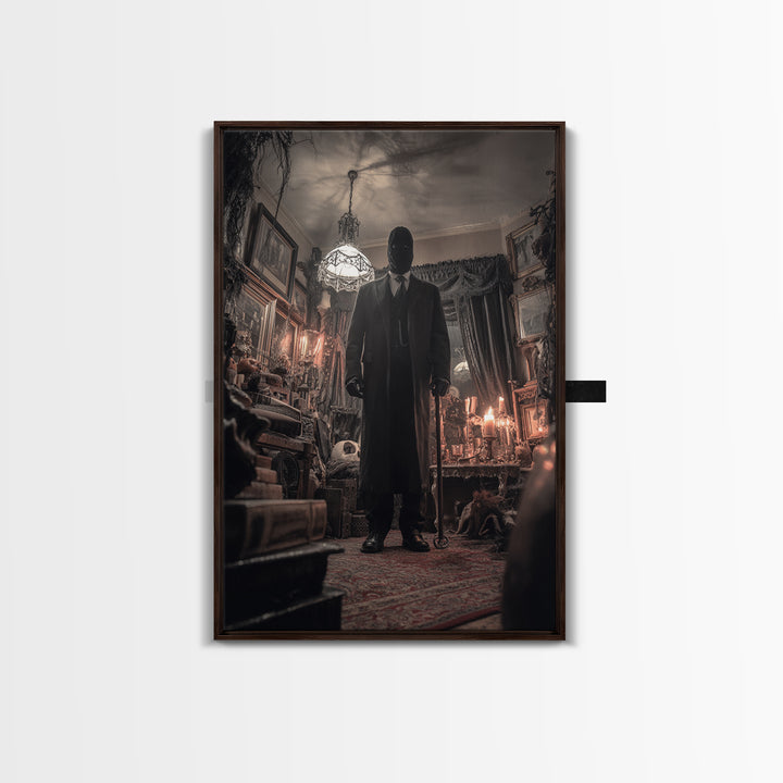 The Sinister Undertaker, Vertical Wall Art, Haunted Gothic Art, Framed Canvas Print, Halloween Wall Decor, Gothic Home Decor