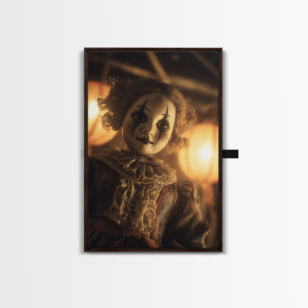 The Haunted Porcelain Doll, Vertical Wall Art, Gothic Horror Wall Art, Framed Canvas Print, Halloween Wall Decor, Gothic Home Decor