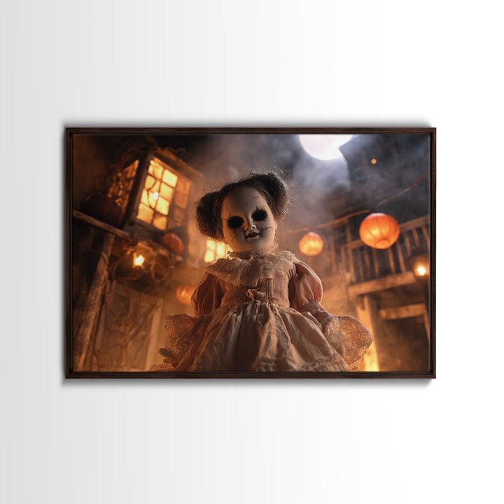 The Haunted Porcelain Doll, Landscape Wall Art, Dark Fantasy Wall Art, Canvas Print, Halloween Wall Decor, Gothic Home Decor