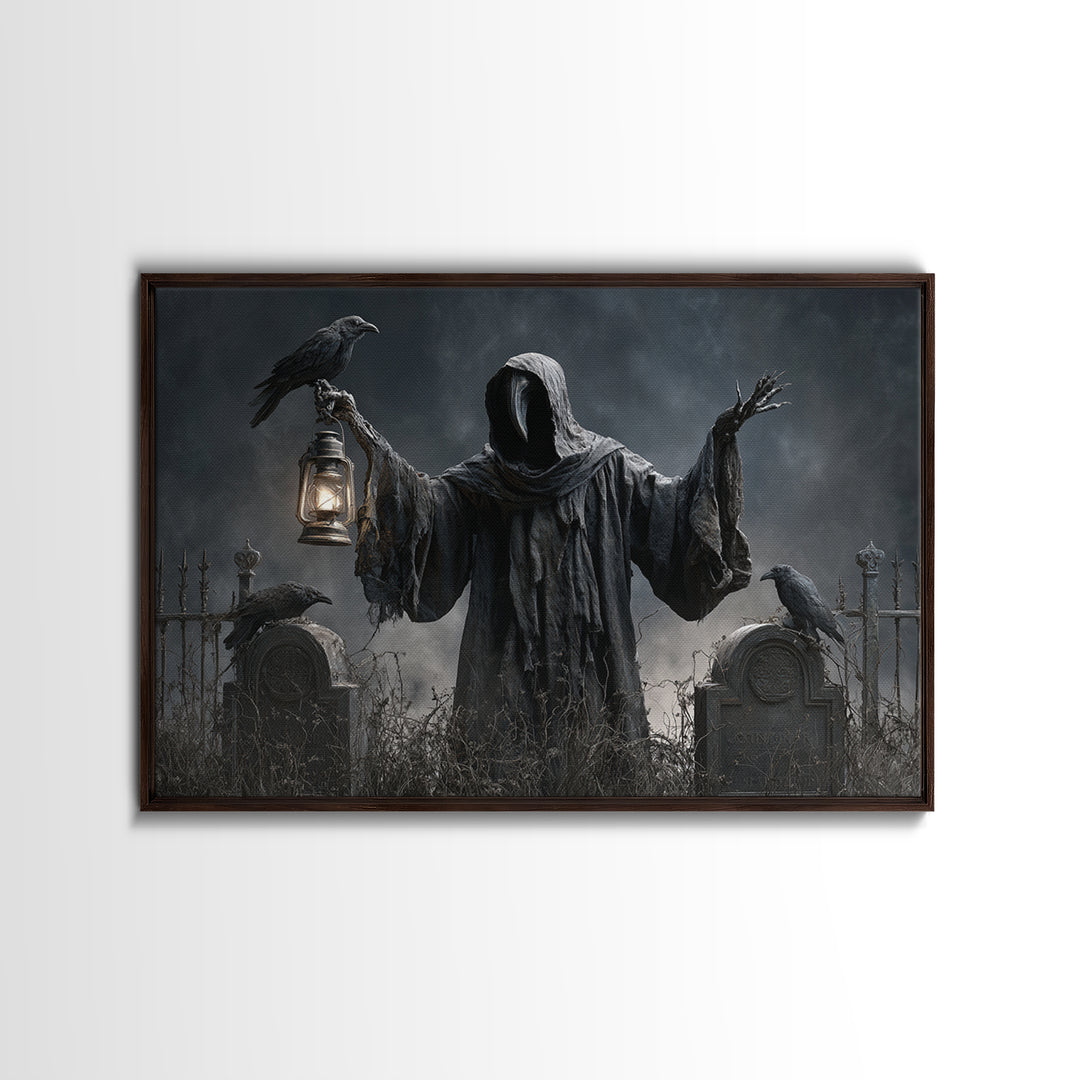 The Raven Keeper, Landscape Wall Art, Macabre Wall Art, Framed Canvas Print, Halloween Wall Decor, Gothic Home Decor, Spooky Wall Decor