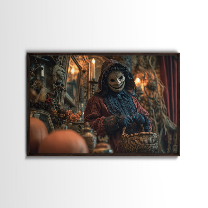 The Masked Candy Collector, Landscape Wall Art, Dark Fantasy Wall Art, Canvas Print, Halloween Wall Decor, Gothic Home Decor