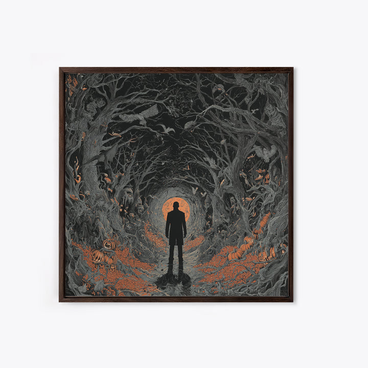 The Shadow Person, Square Wall Art, Dark Halloween Decor, Canvas Print, Halloween Wall Decor, Gothic Home Decor, Horror Wall Art