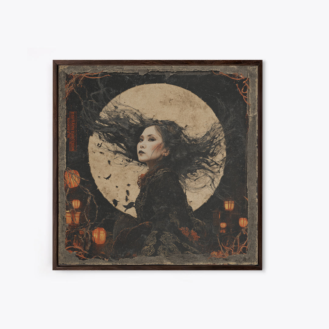 The Banshee Singer, Square Wall Art, Macabre Wall Art, Framed Canvas Print, Halloween Wall Decor, Gothic Home Decor, Horror Wall Art