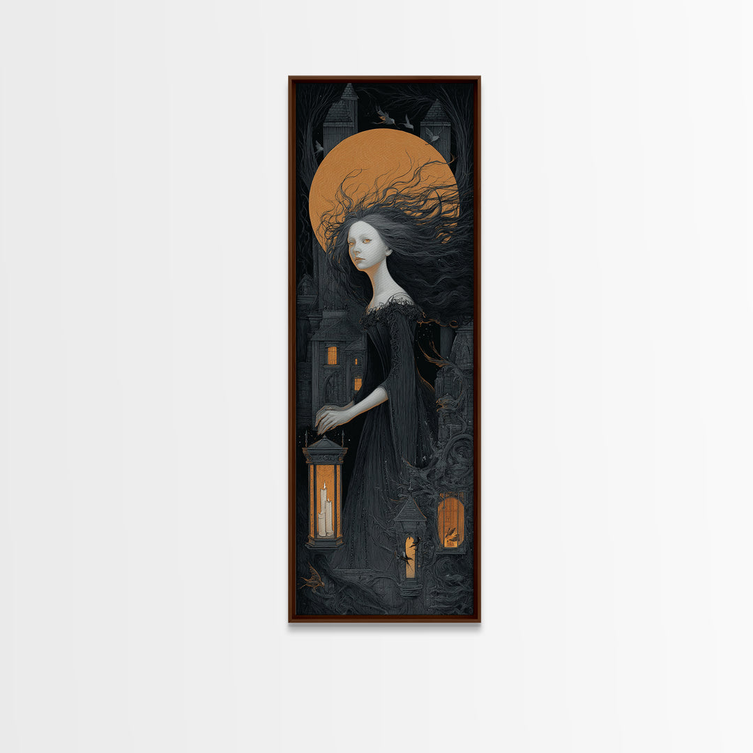 The Banshee Singer, Tall Narrow Wall Art, Dark Halloween Decor, Canvas Print, Halloween Wall Decor, Gothic Home Decor, Halloween Wall Art