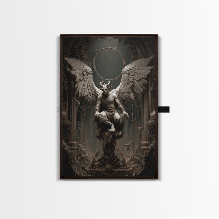 The Gargoyle Sentinel, Vertical Wall Art, Gothic Horror Wall Art, Framed Canvas Print, Halloween Wall Decor, Gothic Home Decor