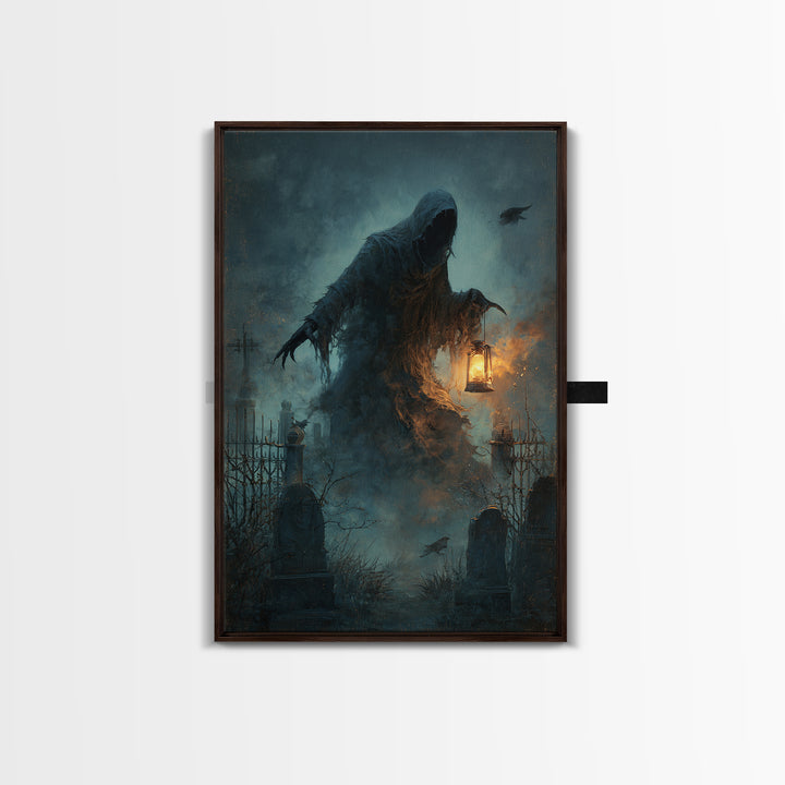 The Tattered Wraith, Vertical Wall Art, Gothic Horror Wall Art, Framed Canvas Print, Halloween Wall Decor, Gothic Home Decor