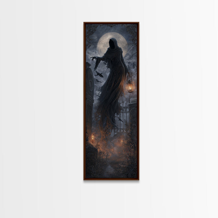 The Tattered Wraith, Tall Narrow Wall Art, Haunted Gothic Art, Framed Canvas Print, Halloween Wall Decor, Gothic Home Decor, Horror Wall Art