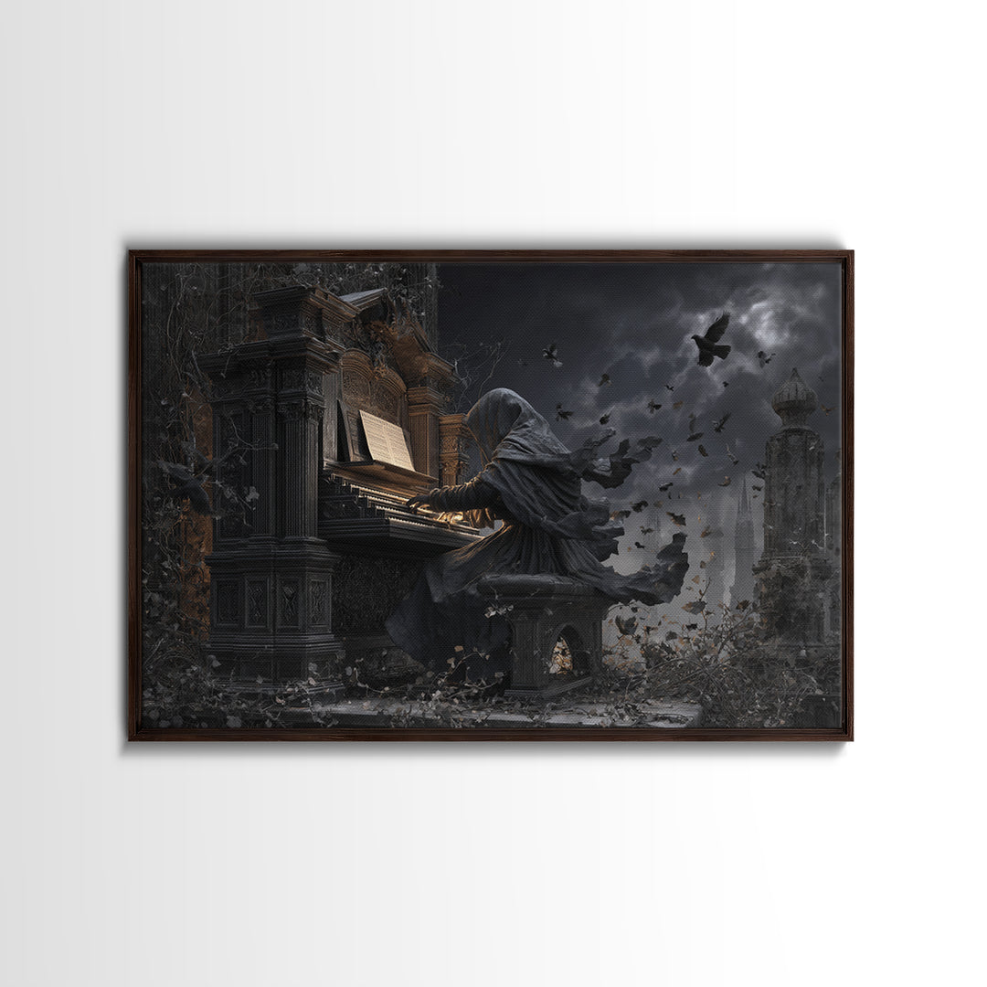 The Phantom Organist, Landscape Wall Art, Macabre Wall Art, Framed Canvas Print, Halloween Wall Decor, Gothic Home Decor, Spooky Wall Decor