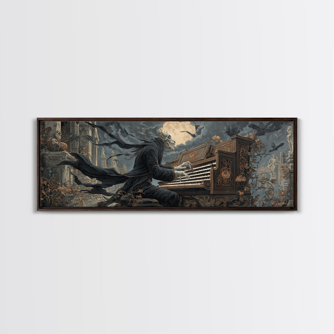 The Phantom Organist, Extra Wide Wall Art, Dark Halloween Decor, Canvas Print, Halloween Wall Decor, Gothic Home Decor, Spooky Wall Decor