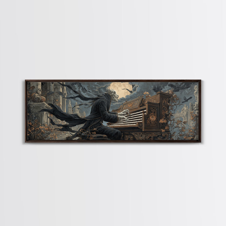 The Phantom Organist, Extra Wide Wall Art, Dark Halloween Decor, Canvas Print, Halloween Wall Decor, Gothic Home Decor, Spooky Wall Decor
