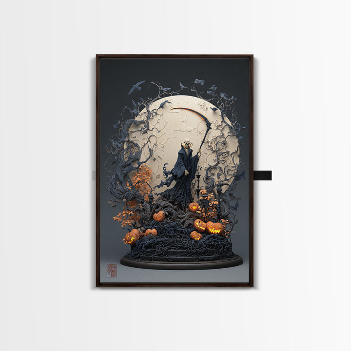 The Fog-Bound Reaper, Vertical Wall Art, Spooky Home Decor, Canvas Print, Halloween Wall Decor, Gothic Home Decor, Halloween Decor