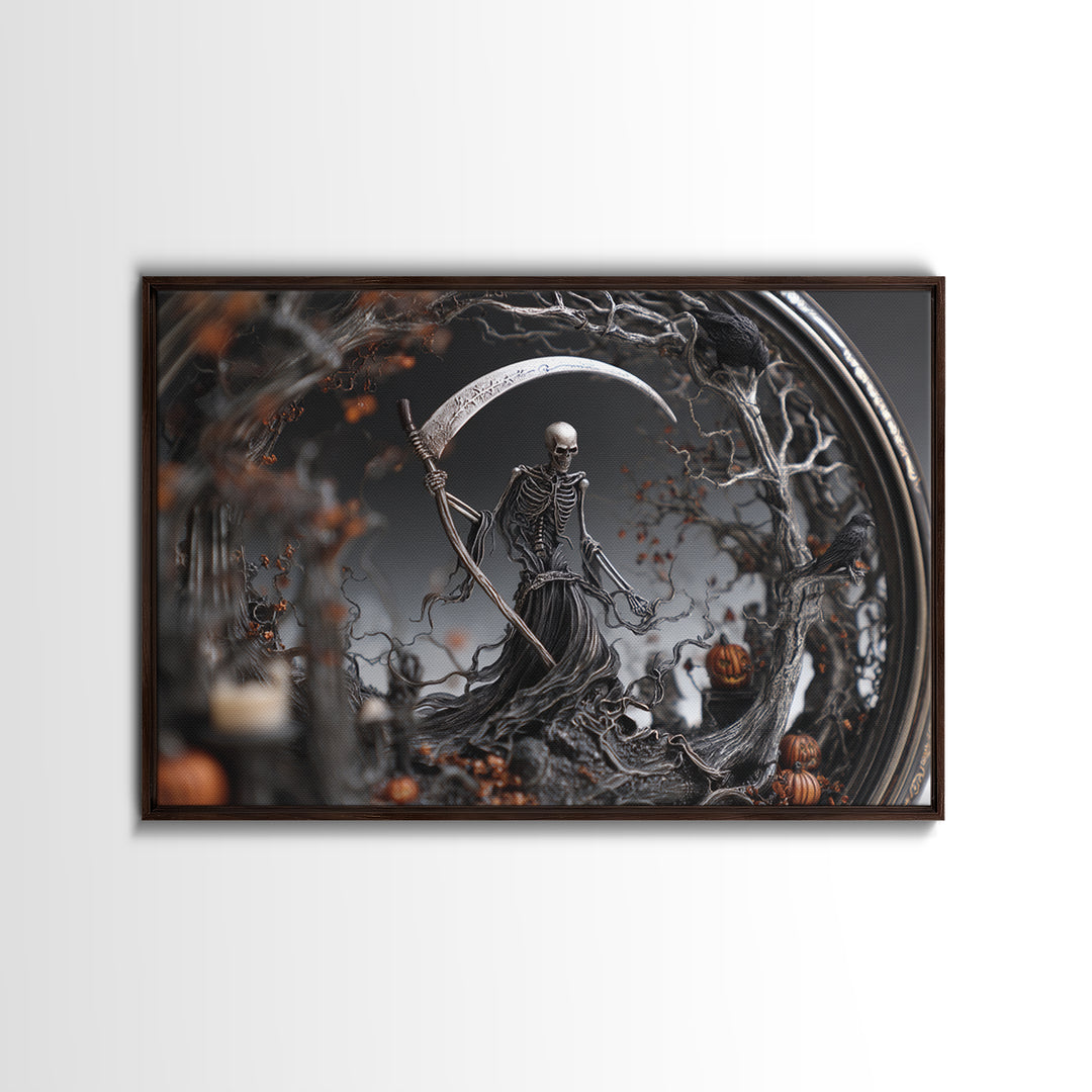 The Fog-Bound Reaper, Landscape Wall Art, Haunted Gothic Art, Framed Canvas Print, Halloween Wall Decor, Gothic Home Decor, Macabre Wall Art