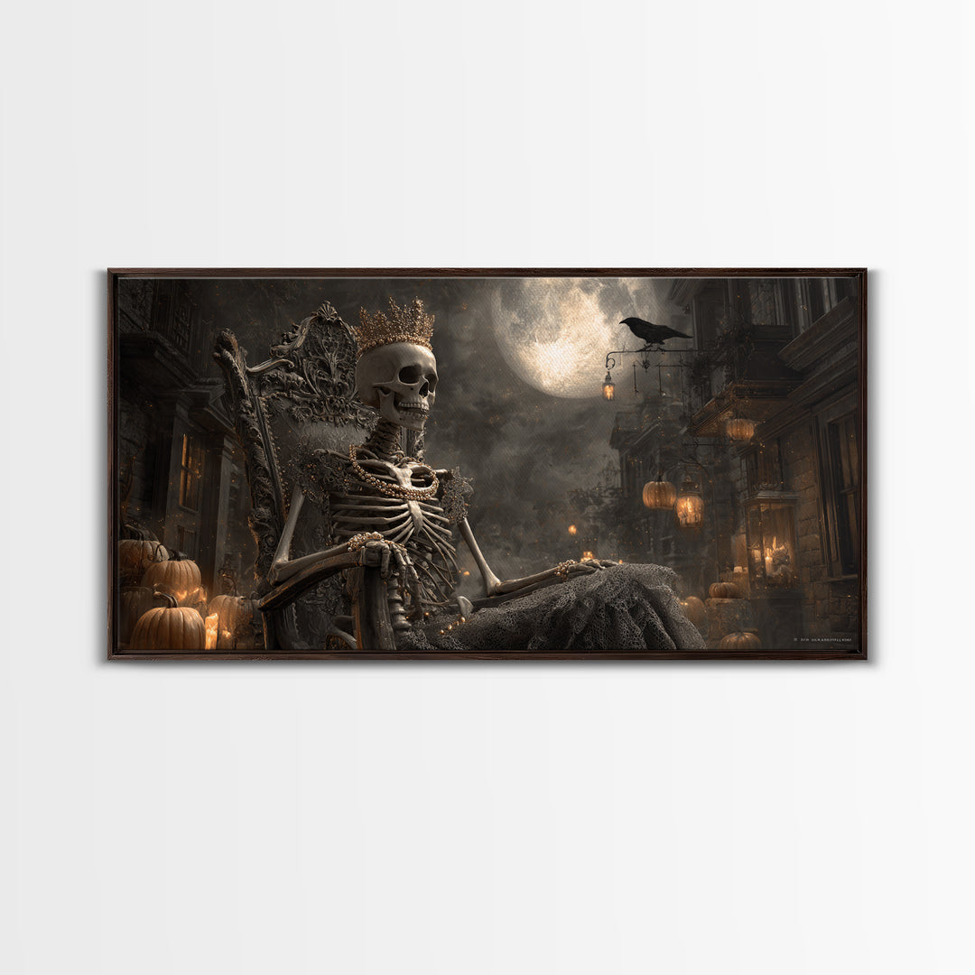 The Bone Queen, Wide Panoramic Art, Dark Halloween Decor, Canvas Print, Halloween Wall Decor, Gothic Home Decor, Collectible Wall Decor