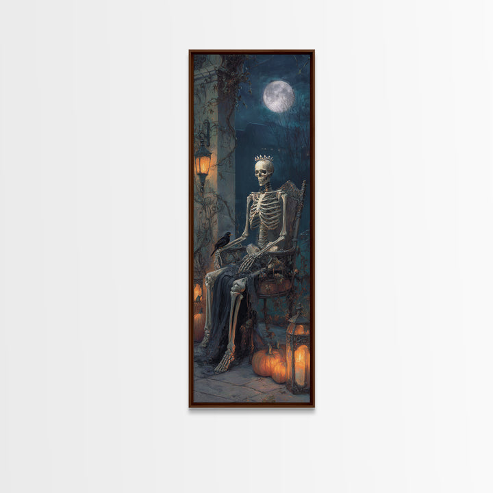 The Bone Queen, Tall Narrow Wall Art, Gothic Horror Wall Art, Framed Canvas Print, Halloween Wall Decor, Gothic Home Decor