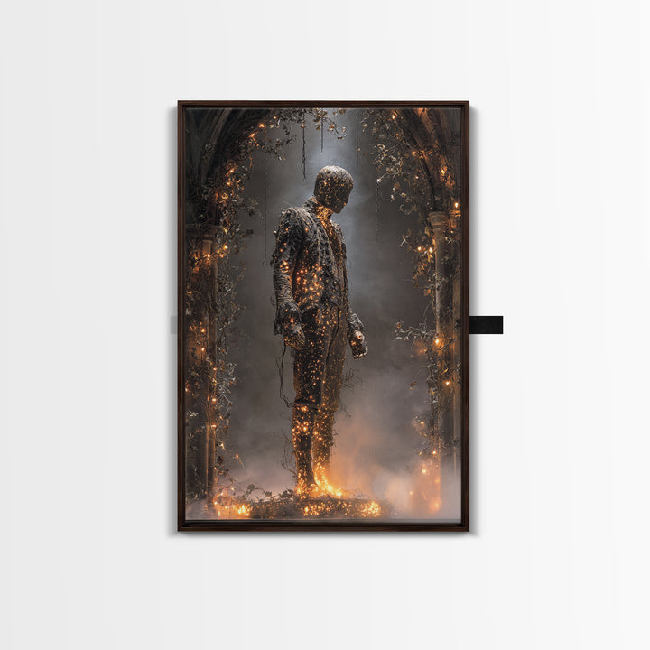 The Candlewax Man, Vertical Wall Art, Gothic Horror Wall Art, Framed Canvas Print, Halloween Wall Decor, Gothic Home Decor