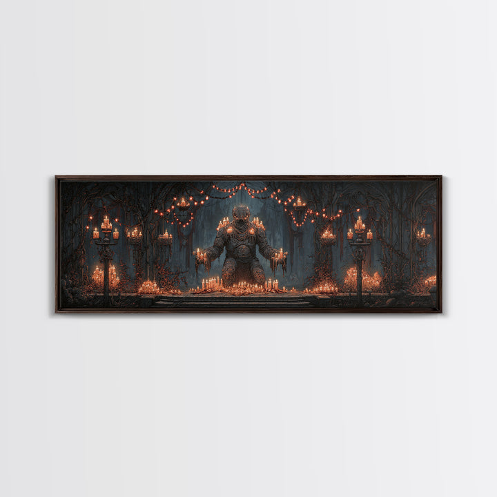 The Candlewax Man, Extra Wide Wall Art, Macabre Wall Art, Framed Canvas Print, Halloween Wall Decor, Gothic Home Decor, Halloween Decor