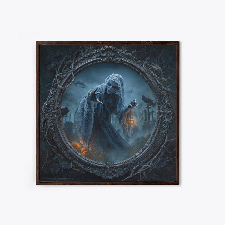 The Mirror Spirit, Square Wall Art, Dark Halloween Decor, Canvas Print, Halloween Wall Decor, Gothic Home Decor, Spooky Wall Decor