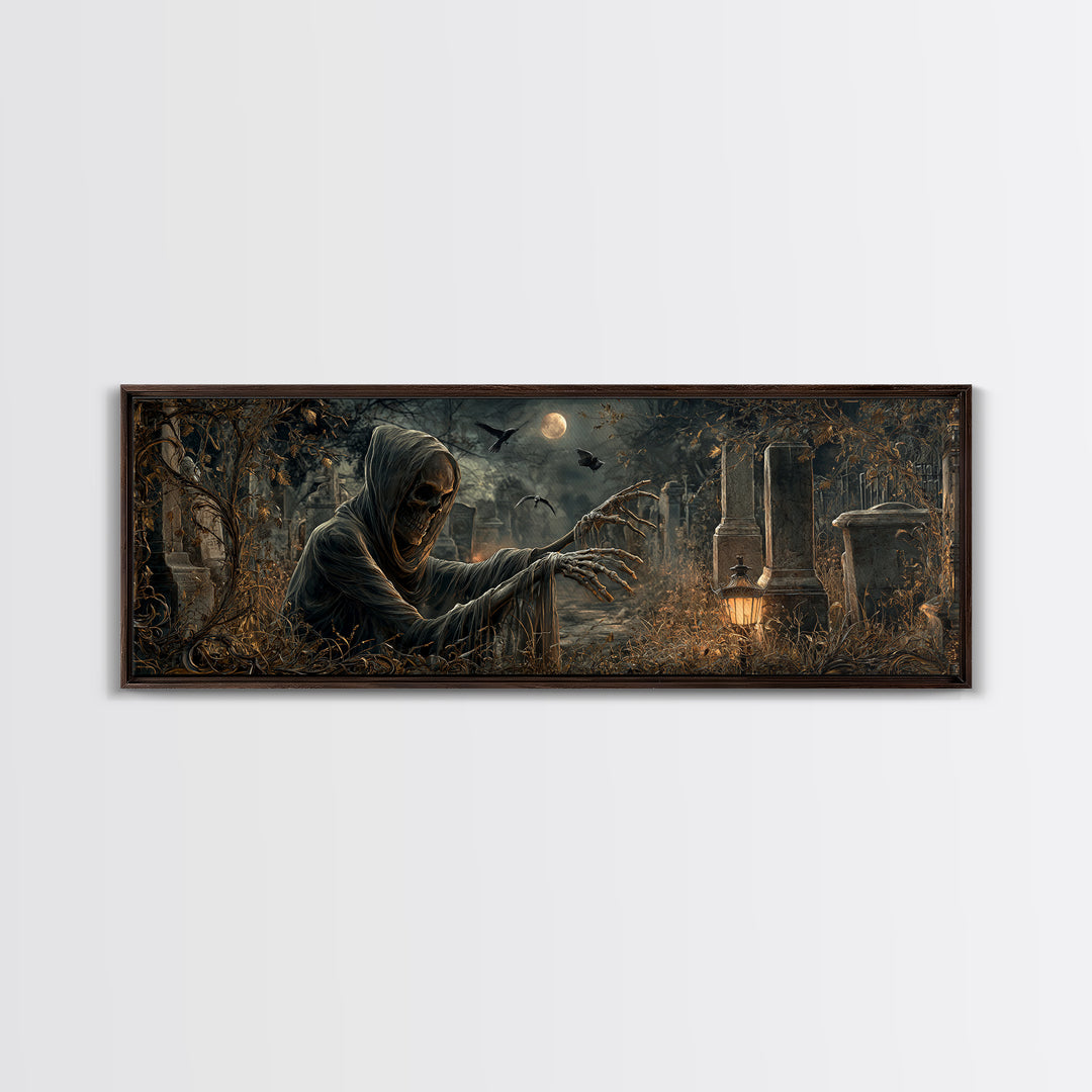 The Mirror Spirit, Extra Wide Wall Art, Dark Halloween Decor, Canvas Print, Halloween Wall Decor, Gothic Home Decor, Dark Fantasy Art