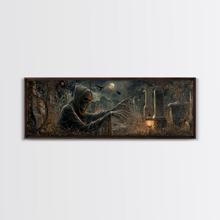 The Mirror Spirit, Extra Wide Wall Art, Dark Halloween Decor, Canvas Print, Halloween Wall Decor, Gothic Home Decor, Dark Fantasy Art