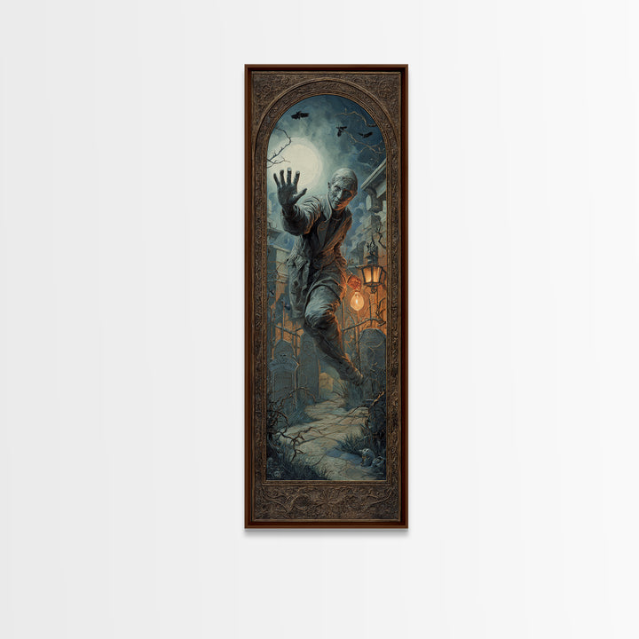The Mirror Spirit, Tall Narrow Wall Art, Dark Fantasy Wall Art, Canvas Print, Halloween Wall Decor, Gothic Home Decor, Spooky Wall Decor