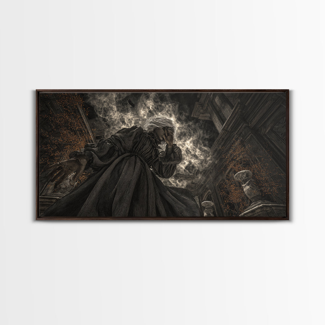 The Attic Whisperer, Wide Panoramic Art, Dark Fantasy Wall Art, Canvas Print, Halloween Wall Decor, Gothic Home Decor, Horror Wall Art