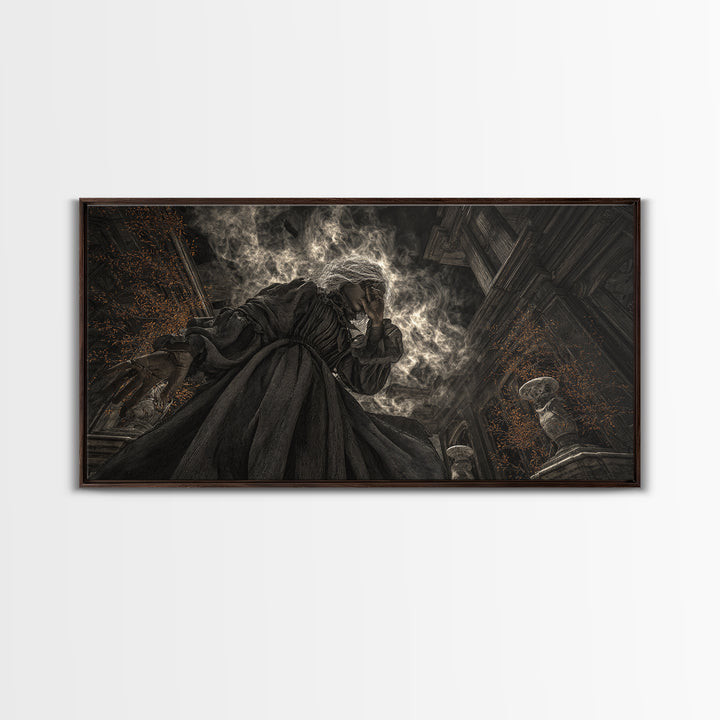 The Attic Whisperer, Wide Panoramic Art, Dark Fantasy Wall Art, Canvas Print, Halloween Wall Decor, Gothic Home Decor, Horror Wall Art