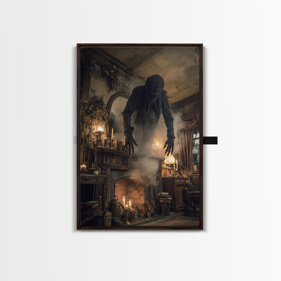 The Chimney Phantom, Vertical Wall Art, Dark Halloween Decor, Canvas Print, Halloween Wall Decor, Gothic Home Decor, Spooky Wall Decor