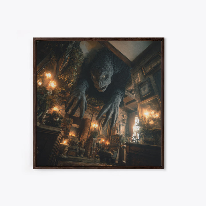 The Chimney Phantom, Square Wall Art, Gothic Horror Wall Art, Framed Canvas Print, Halloween Wall Decor, Gothic Home Decor