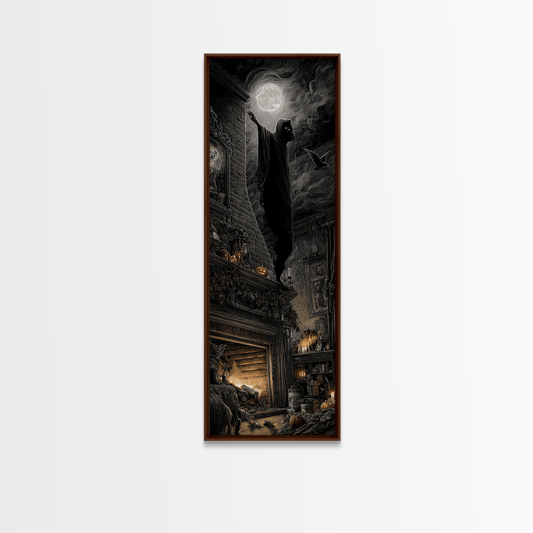 The Chimney Phantom, Tall Narrow Wall Art, Spooky Home Decor, Canvas Print, Halloween Wall Decor, Gothic Home Decor, Spooky Wall Decor