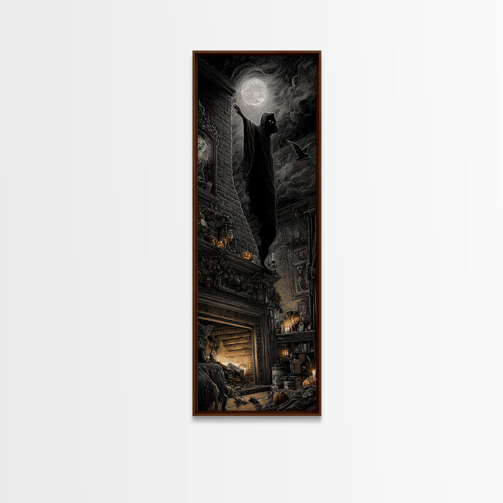 The Chimney Phantom, Tall Narrow Wall Art, Spooky Home Decor, Canvas Print, Halloween Wall Decor, Gothic Home Decor, Spooky Wall Decor