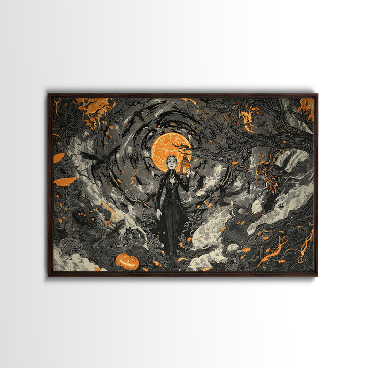 The Lantern Specter, Landscape Wall Art, Dark Fantasy Wall Art, Canvas Print, Halloween Wall Decor, Gothic Home Decor, Macabre Wall Art