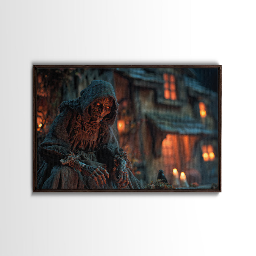 The Red-Eyed Night Hag, Landscape Wall Art, Spooky Home Decor, Canvas Print, Halloween Wall Decor, Gothic Home Decor, Dark Fantasy Art