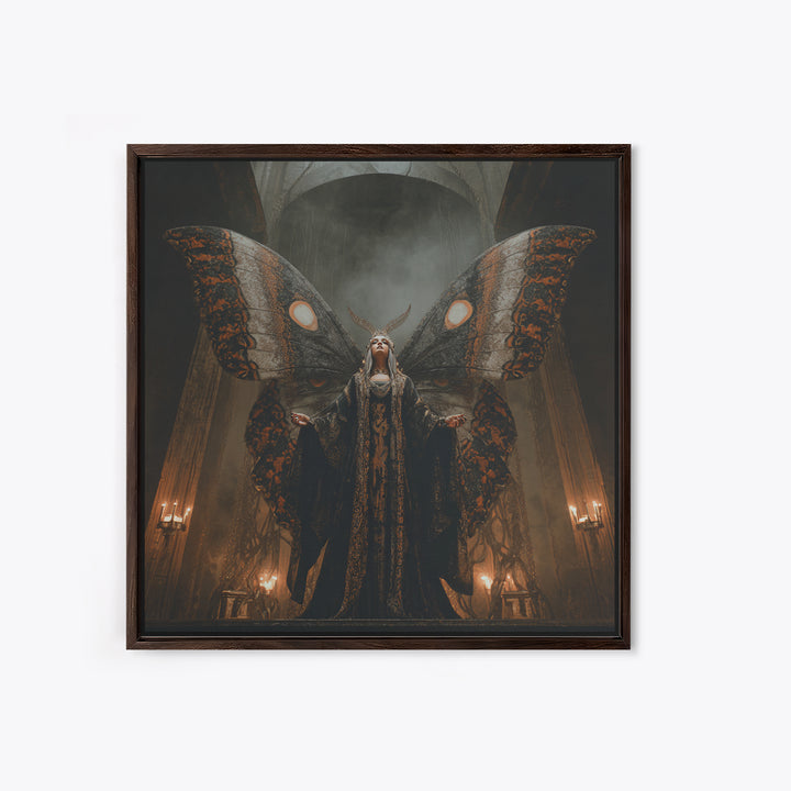 The Velvet Moth Witch, Square Wall Art, Dark Fantasy Wall Art, Canvas Print, Halloween Wall Decor, Gothic Home Decor, Spooky Wall Decor