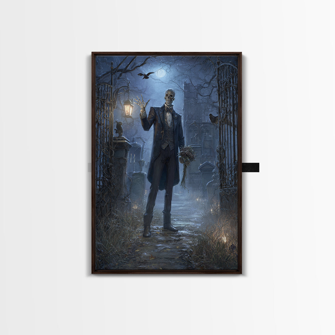 The Ghostly Groom, Vertical Wall Art, Spooky Home Decor, Canvas Print, Halloween Wall Decor, Gothic Home Decor, Dark Fantasy Art