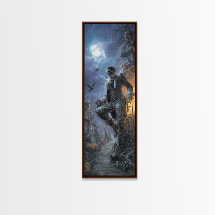 The Ghostly Groom, Tall Narrow Wall Art, Macabre Wall Art, Framed Canvas Print, Halloween Wall Decor, Gothic Home Decor, Seasonal Home Decor