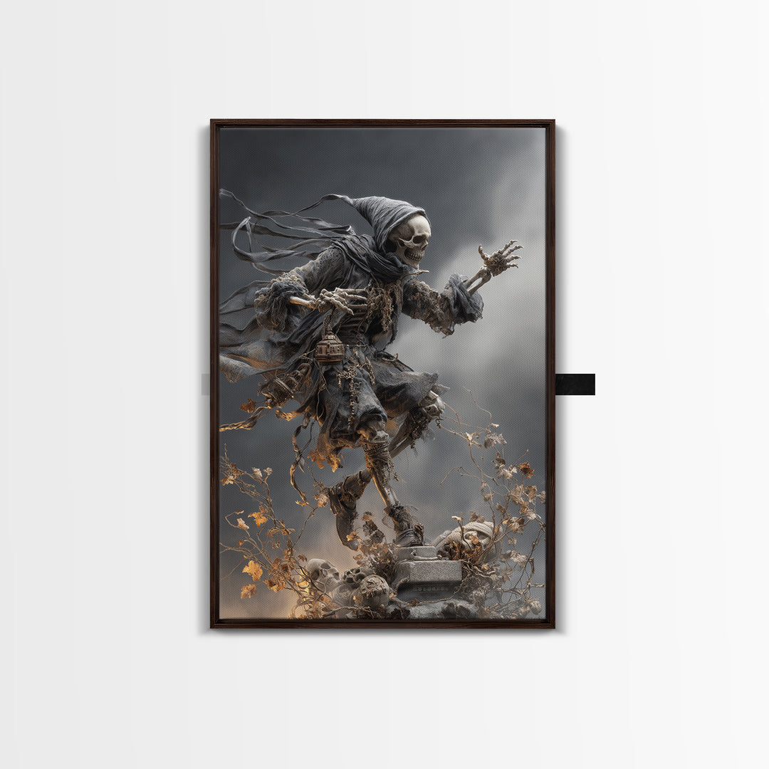 The Phantom Jester, Vertical Wall Art, Spooky Home Decor, Canvas Print, Halloween Wall Decor, Gothic Home Decor, Dark Fantasy Art