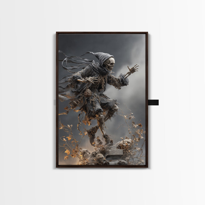 The Phantom Jester, Vertical Wall Art, Spooky Home Decor, Canvas Print, Halloween Wall Decor, Gothic Home Decor, Dark Fantasy Art