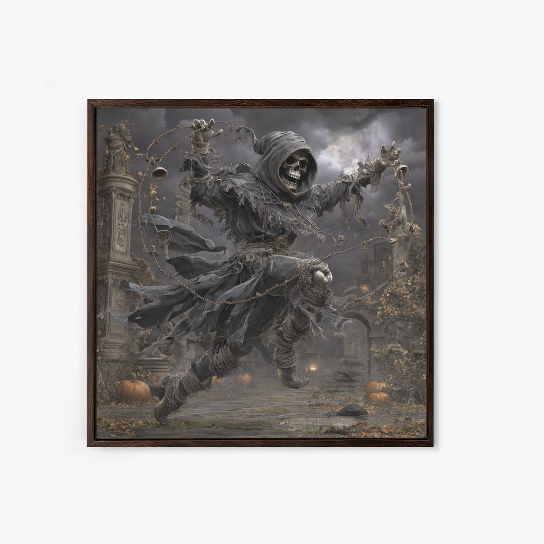 The Phantom Jester, Square Wall Art, Spooky Home Decor, Canvas Print, Halloween Wall Decor, Gothic Home Decor, Macabre Wall Art