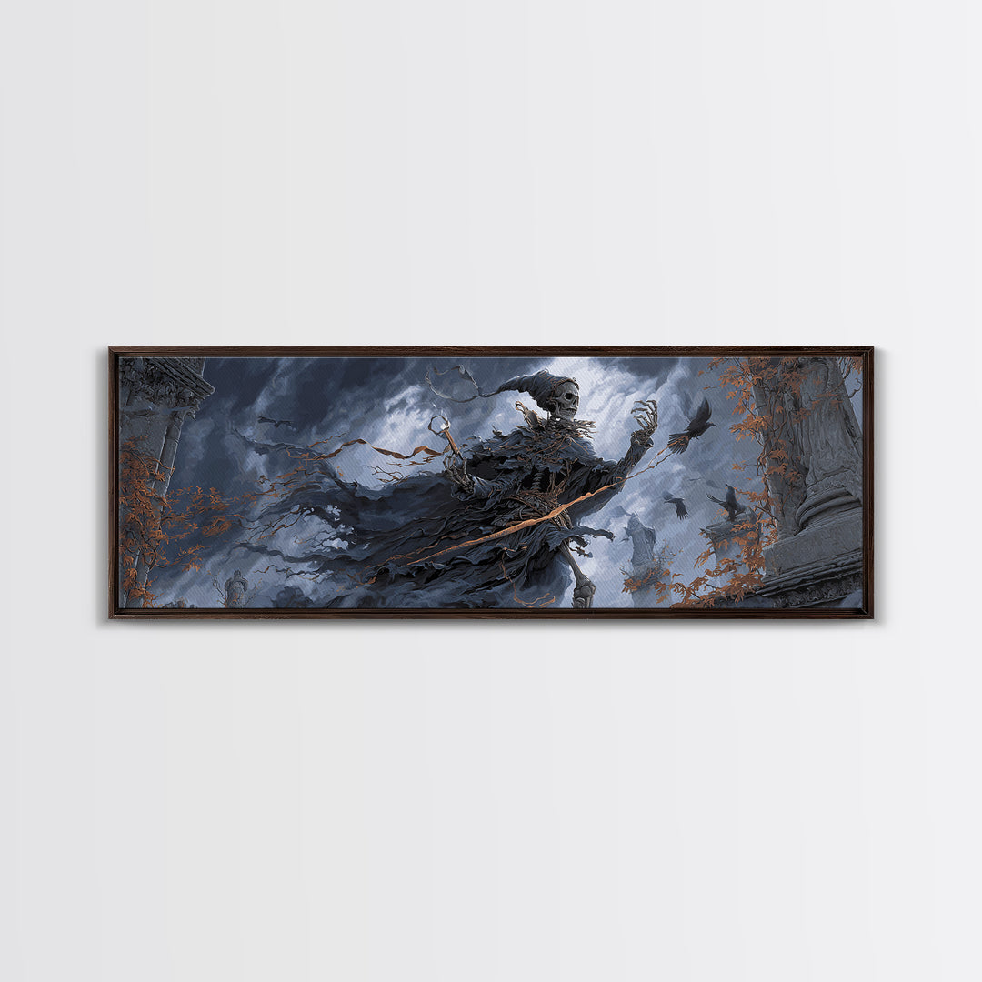 The Phantom Jester, Extra Wide Wall Art, Dark Fantasy Wall Art, Canvas Print, Halloween Wall Decor, Gothic Home Decor