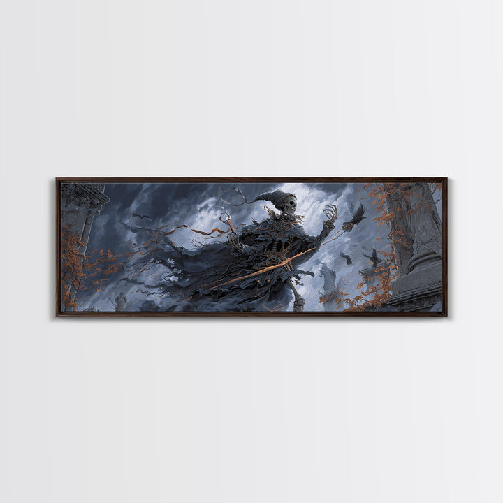 The Phantom Jester, Extra Wide Wall Art, Dark Fantasy Wall Art, Canvas Print, Halloween Wall Decor, Gothic Home Decor