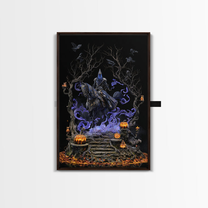 The Spectral Knight, Vertical Wall Art, Macabre Wall Art, Framed Canvas Print, Halloween Wall Decor, Gothic Home Decor, Spooky Wall Decor