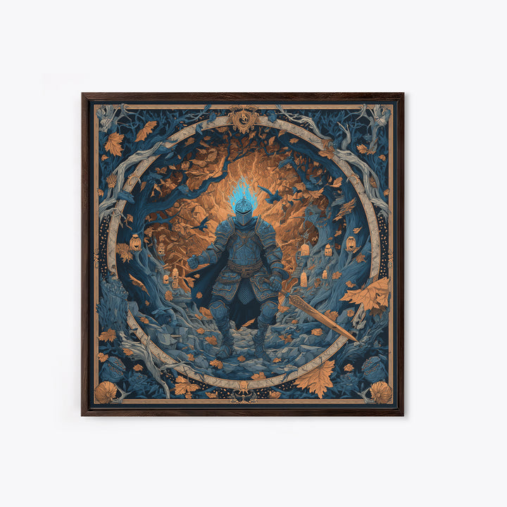 The Spectral Knight, Square Wall Art, Haunted Gothic Art, Framed Canvas Print, Halloween Wall Decor, Gothic Home Decor