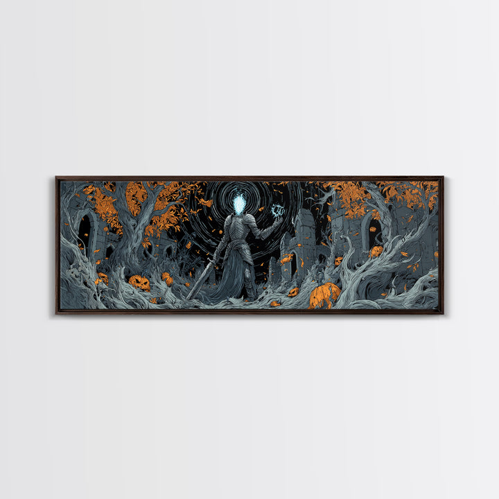 The Spectral Knight, Extra Wide Wall Art, Spooky Home Decor, Canvas Print, Halloween Wall Decor, Gothic Home Decor, Spooky Wall Decor