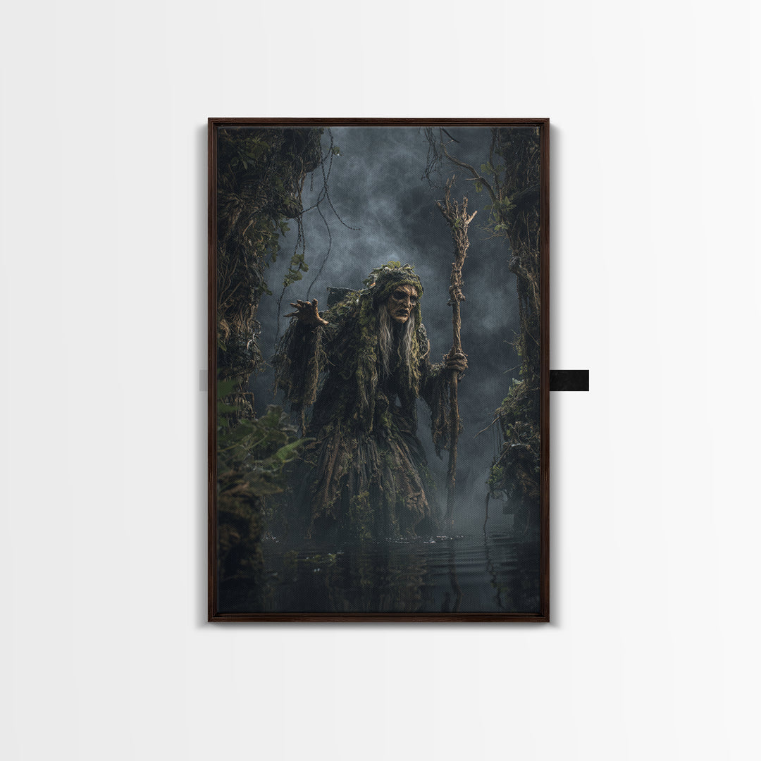 The Swamp Witch, Vertical Wall Art, Dark Halloween Decor, Canvas Print, Halloween Wall Decor, Gothic Home Decor, Seasonal Home Decor