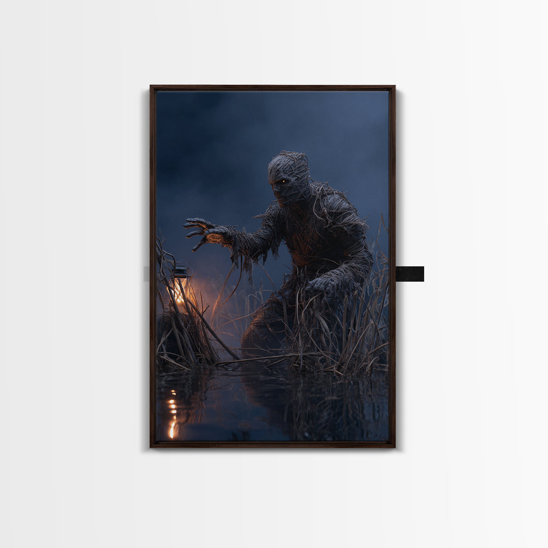 The Bog Mummy, Vertical Wall Art, Haunted Gothic Art, Framed Canvas Print, Halloween Wall Decor, Gothic Home Decor, Horror Wall Art