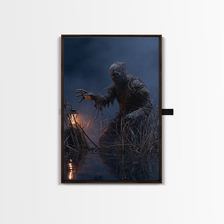The Bog Mummy, Vertical Wall Art, Haunted Gothic Art, Framed Canvas Print, Halloween Wall Decor, Gothic Home Decor, Horror Wall Art