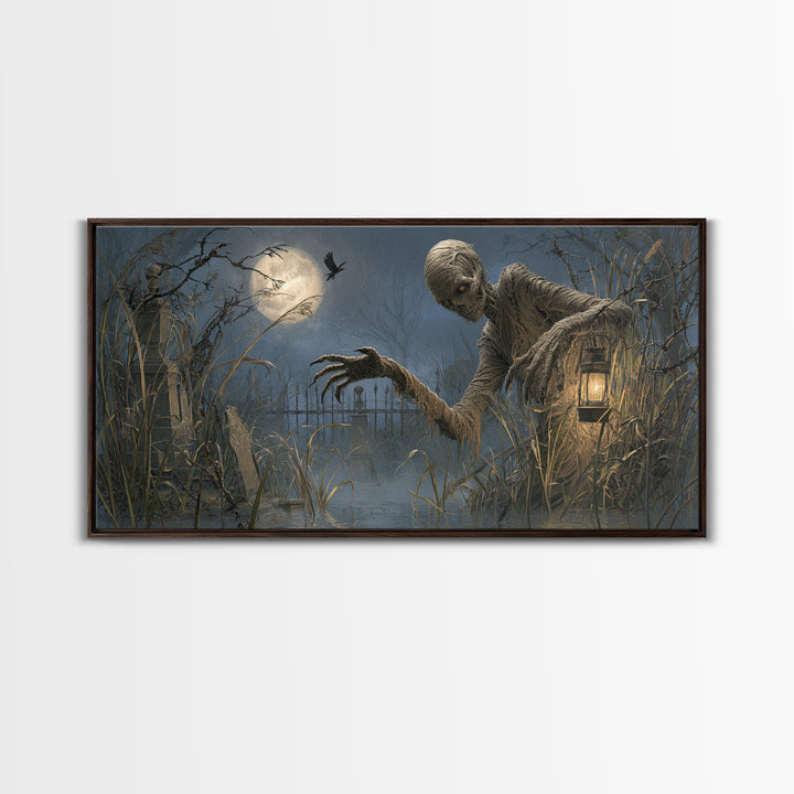 The Bog Mummy, Wide Panoramic Art, Dark Fantasy Wall Art, Canvas Print, Halloween Wall Decor, Gothic Home Decor, Dark Fantasy Art