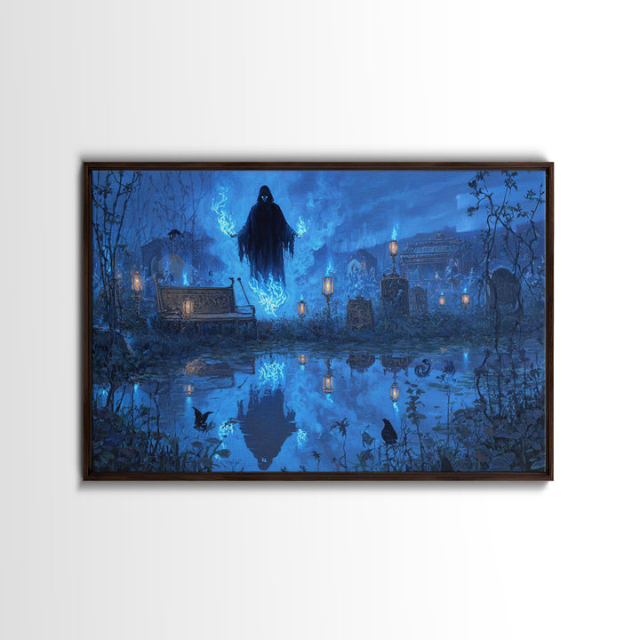 The Will-O'-The-Wisp Shepherd, Landscape Wall Art, Dark Halloween Decor, Canvas Print, Halloween Wall Decor, Gothic Home Decor